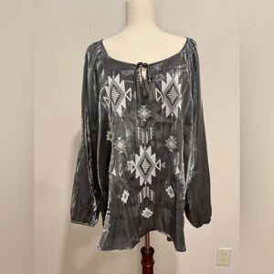 Savannah Jane Embellished Dark Gray Shimmer Tunic Women's Top Size 2X